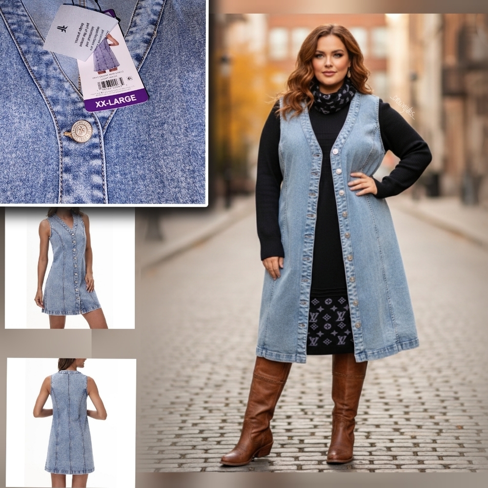 Frye button front denim mini dress size XXL